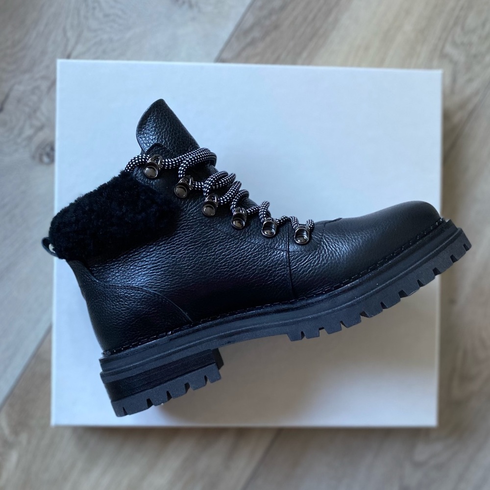NWT M. Gemi Alpi Shearling Bootie, Black (Italian leather, handmade, EU 40/US 9)